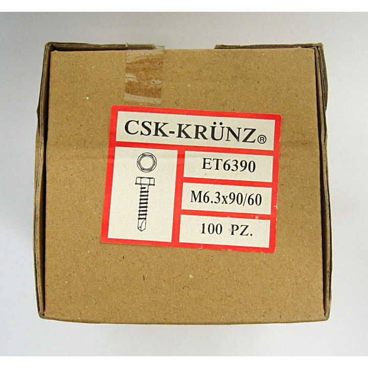 100 pz. Screw Head Hexagonal Galvanized M6.3x90/60mm