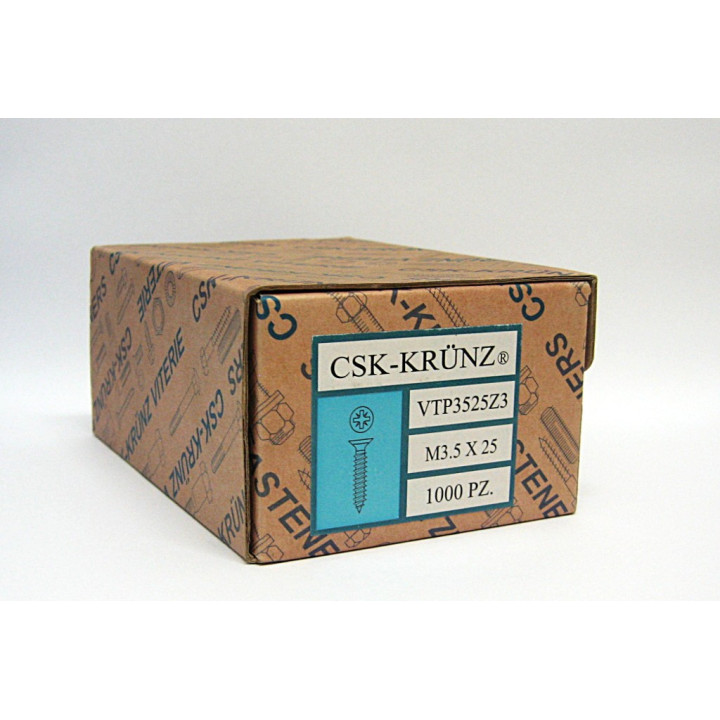 1000 pz. Vite Testa Piatta Svasata a Croce M3.5x25mm