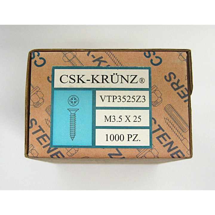 1000 pz. Screw Flat Head Flared Cross M3.5x25mm