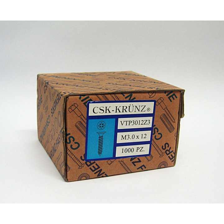 1000 pz. Vite Testa Piatta Svasata a Croce M3.5x12mm