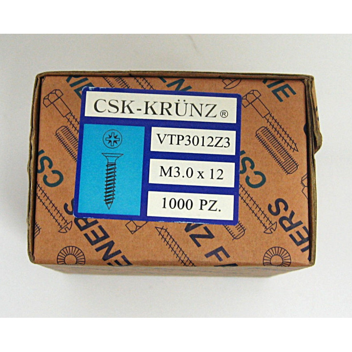 1000 pz. Screw Flat Head Flared Cross M3.5x12mm