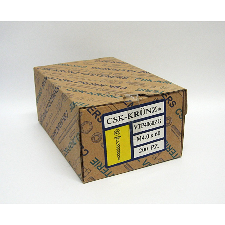 200 pz. Vite Testa Piatta Svasata a Croce M4.0x60mm