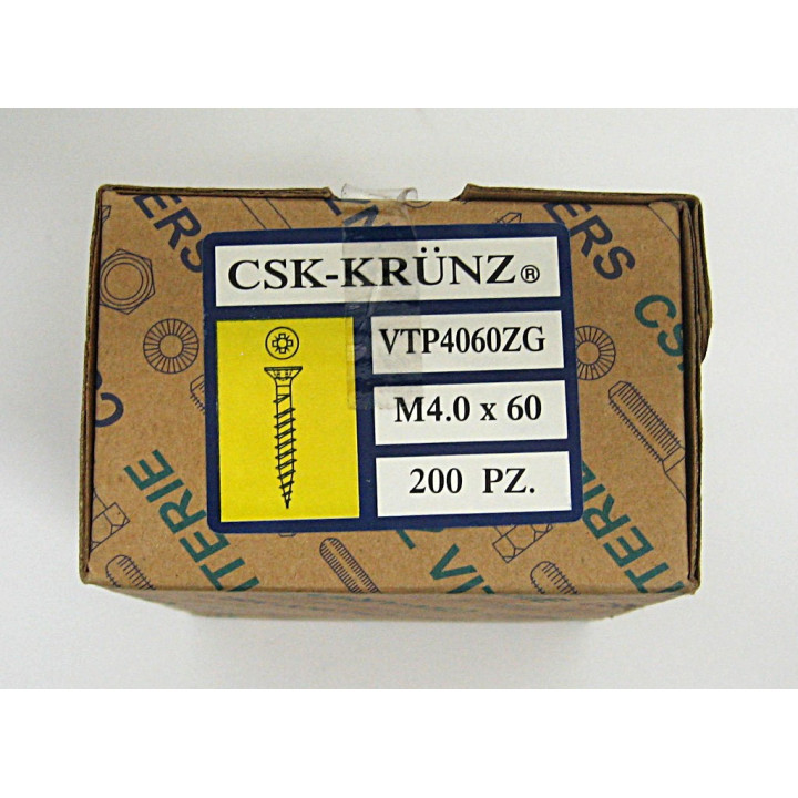 200 pz. Vite Testa Piatta Svasata a Croce M4.0x60mm