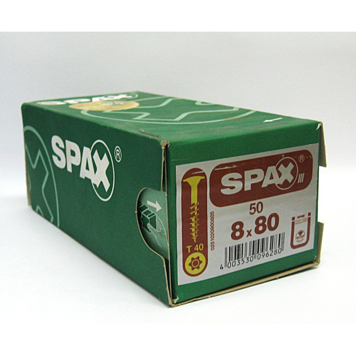 50pz. Vite Testa Piatta a Torx (T40) M8x80mm