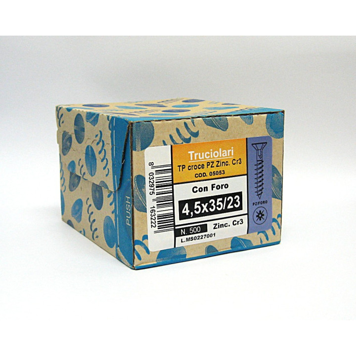 500 pz. Screw Flat Head Flared Cross M4.5x35/23mm