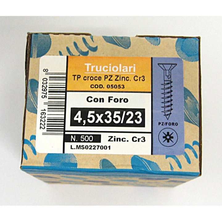 500 pz. Screw Flat Head Flared Cross M4.5x35/23mm