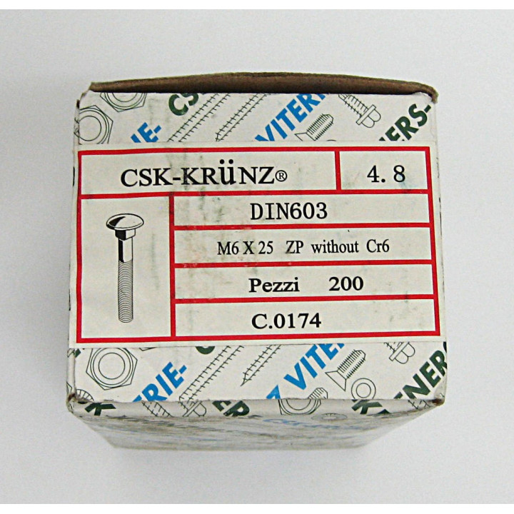 Screw/Bolt Neck Square DIN 603 Zinc Plated M6x25mm