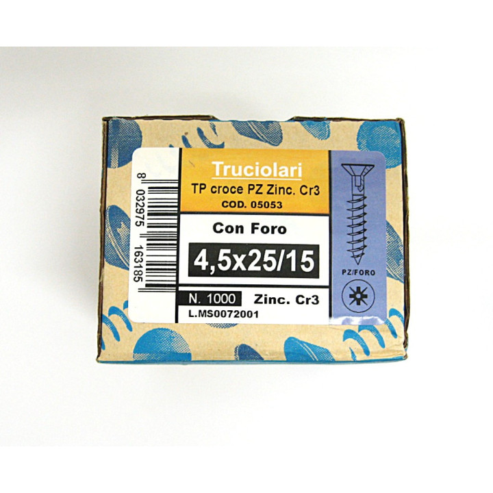 1000 pz. Screw Flat Head Flared Cross M4.5x25/15mm