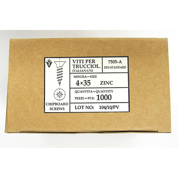 1000 pz. Vite Testa Piatta Svasata a Croce M4.0x35mm