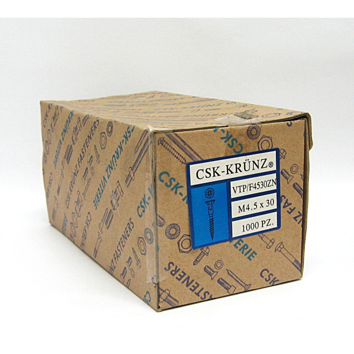 1000 pz. Vite Testa Piatta Svasata a Croce M4.5x30mm