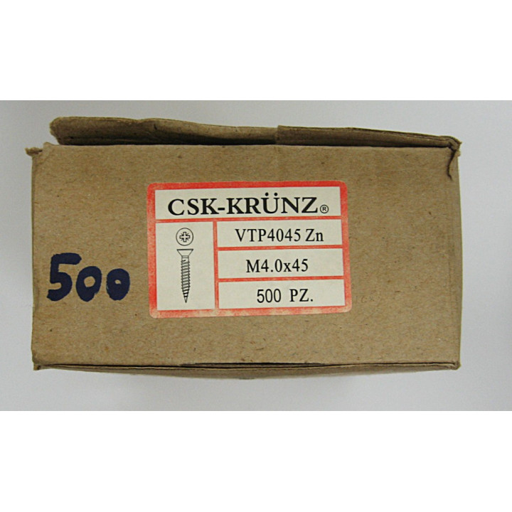 500pz. Vite Testa Piatta Svasata a Croce M4.0x45mm