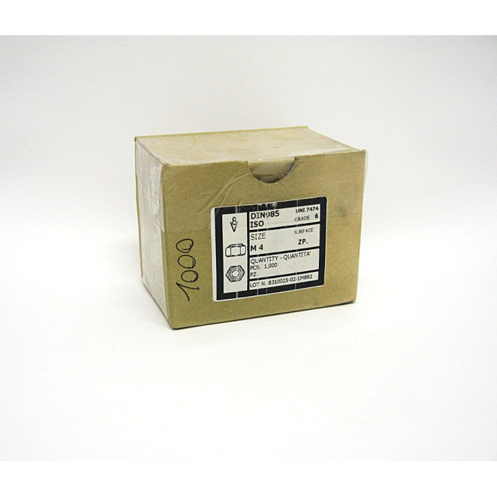 1000 pz. Dado Self Locking Hexagonal M4 Zinc Plated