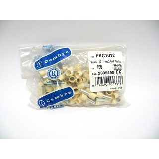 100 pz. Terminale Fastom a Tubetto Preisolato per Cavo Singolo 10mmq