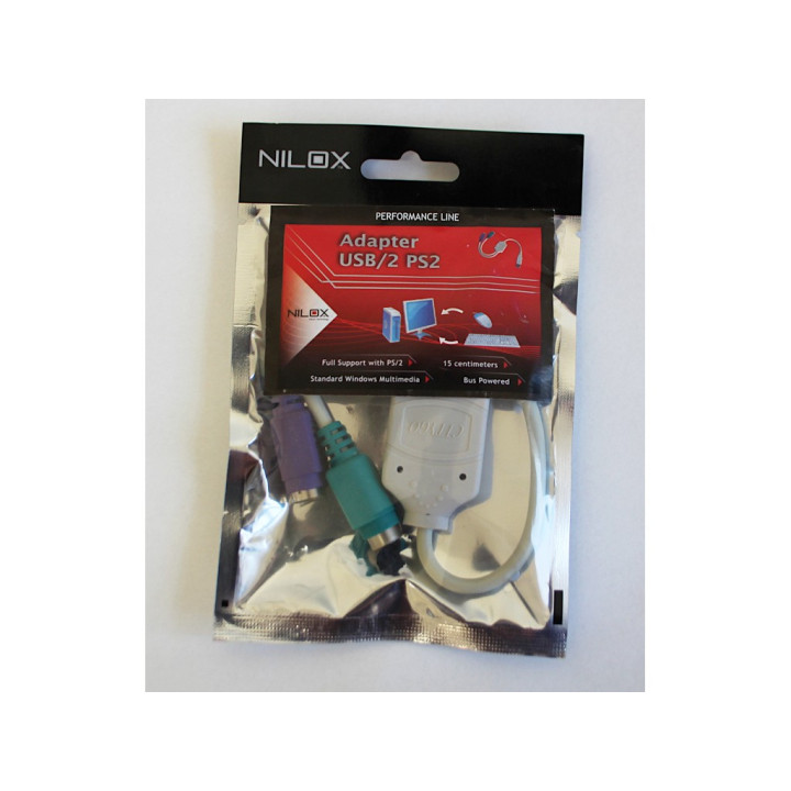 NILOX LE-1266 - Adattatore USB/2 PS2 - Lunghezza 15 cm - Bianco