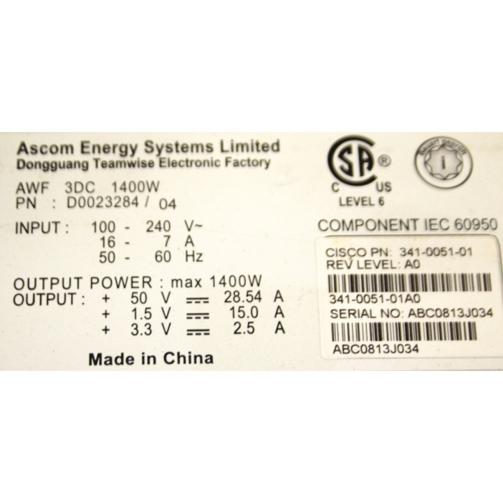 CISCO PWR-1400-AC 1400 W - Alimentatore per CISCO WS-C6503-E 48 Porte