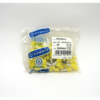 100 pz. Capocorda a Tubetto Preisolato PK per Cavo Doppio 2x6mmq