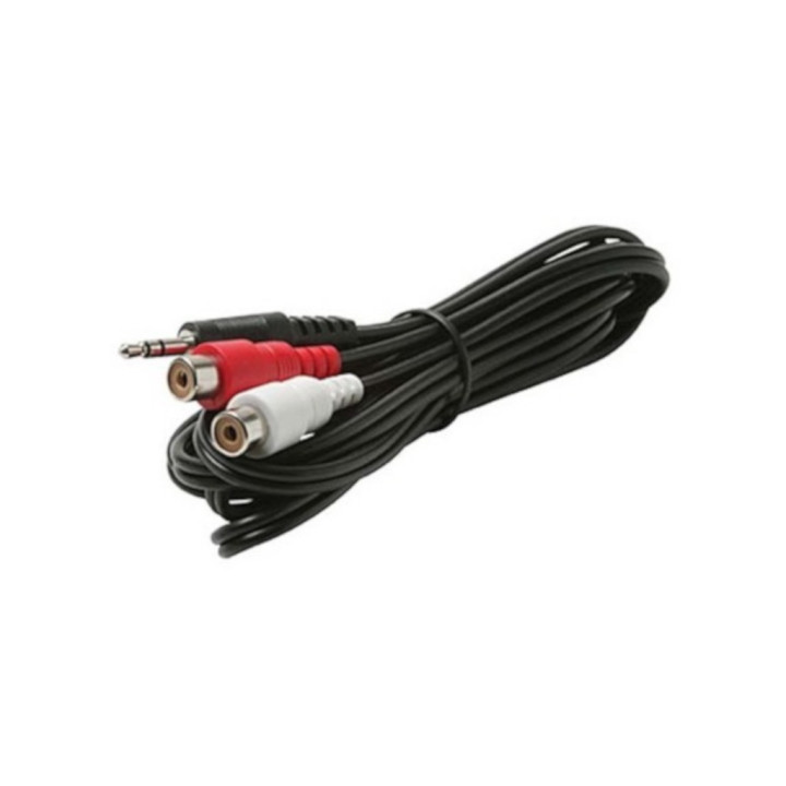 MANHATTAN 035-NC-20 - Cavo Adattatore 2 x RCA Femmina Schermato - Jack Maschio Stereo - Lunghezza Mt. 1.8 - Nero