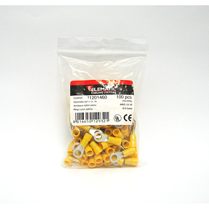 100 pz. Preinsulated Cable Terminal Eyelet 4-6 mmq