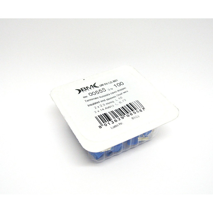 100 pz. Preinsulated Cable Terminal Tube Double Cable 2x2.5mmq