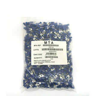 1000 pz. Capocorda a Forcella Preisolato per Cavo Singolo 2.5mmq