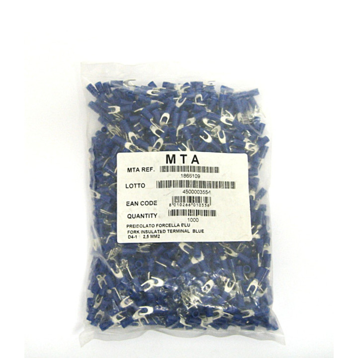 1000 pz. Capocorda a Forcella Preisolato per Cavo Singolo 2.5mmq