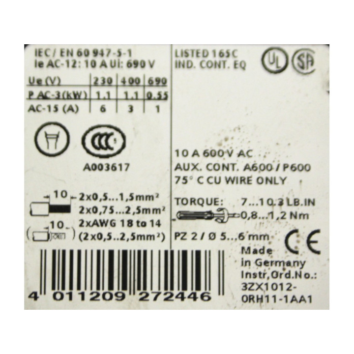 SIEMENS 3RH1122-1AP00 - Relè Ausiliario 230V 50/60Hz