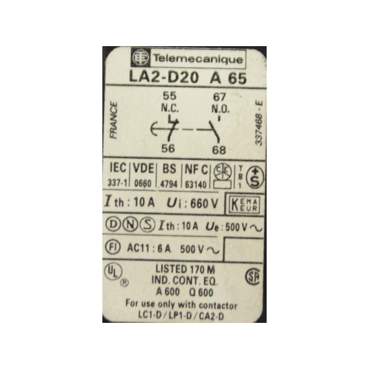 TELEMECANIQUE CA2-DN 1319 + LA3-D20 - Contatto con Time Delay Module 0.1 a 3 S