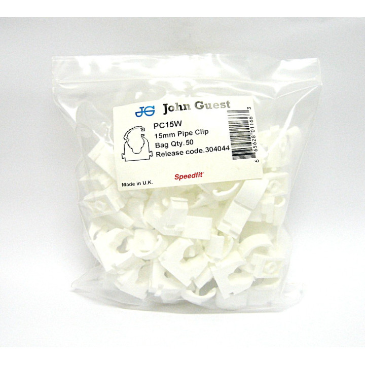 50pz. PC15W - Pipe Clip 15mm