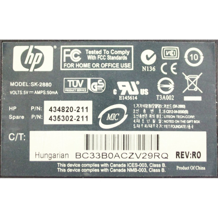 HP SK-2880 - Tastiera con Connettore PS/2 - 5V - 50mA - Layout Ungherese