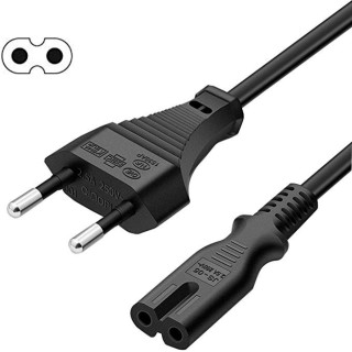 Cavo alimentazione bipolare 2 poli PRESA IEC-320-C7 Maschio - SPINA 2 poli 10A Maschio 60cm