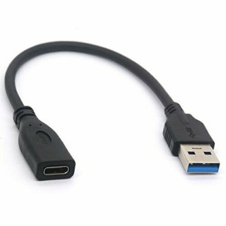 Adattatore cavo da Usb 3.0 Maschio a Usb Tipo C 3.1 Femmina Prolunga Nero
