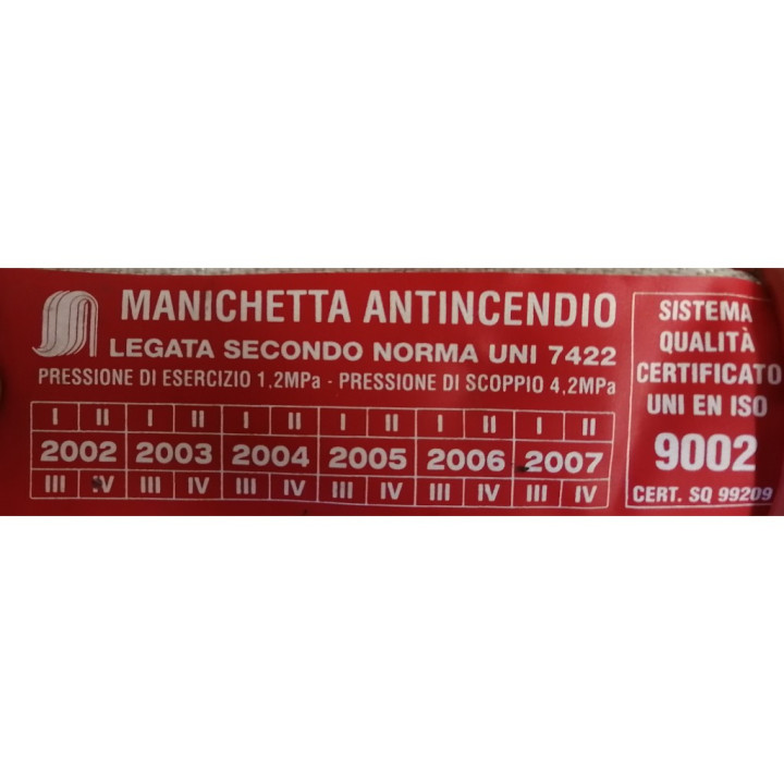Manichetta Antincendio certificata - 20mt - UNI45