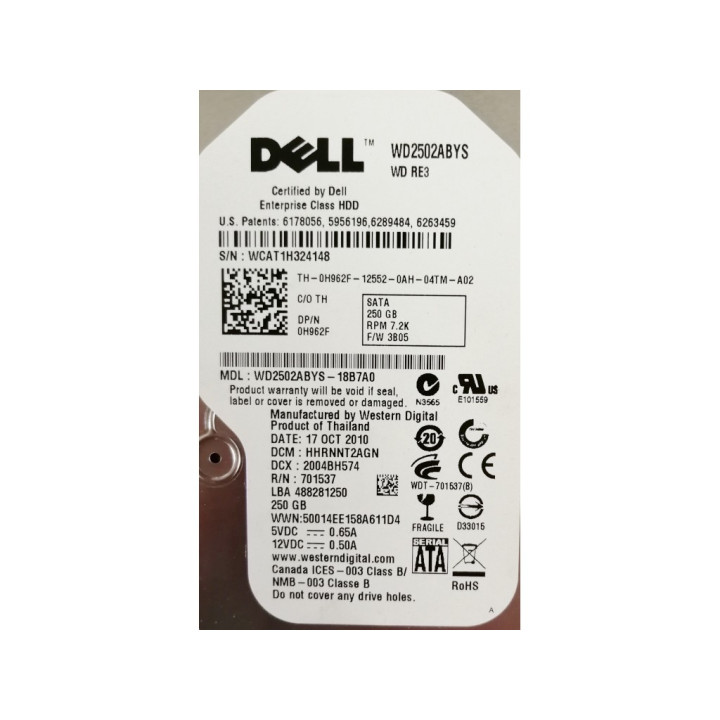 DELL WD2502ABYS - Hard disk 250GB - SATA - 3.5" Pollici