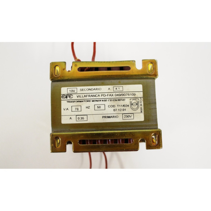 Trasformatore di potenza IN 230Vac 0.35A - OUT 19Vcc 4.1A