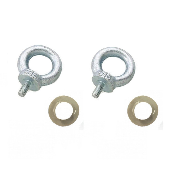 2 x Viti ad Anello DIN580 C15 in Acciaio Zincato con Filetto Maschio - Argento