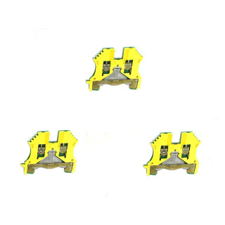 3 x Morsetti di Terra componibili WPE 2,5 per Conduttori di Protezione - Giallo/Verde