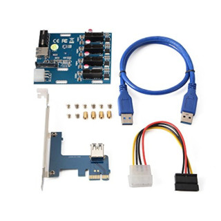 XCSOURCE PCI-E Express 1X 1 to 3 Port Switch Multiplier Expansion+USB 3.0 Cable AC817
