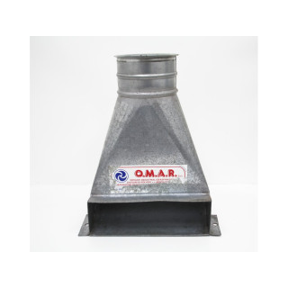 Struttura cappa in ferro zincato con serranda a ghigliottina