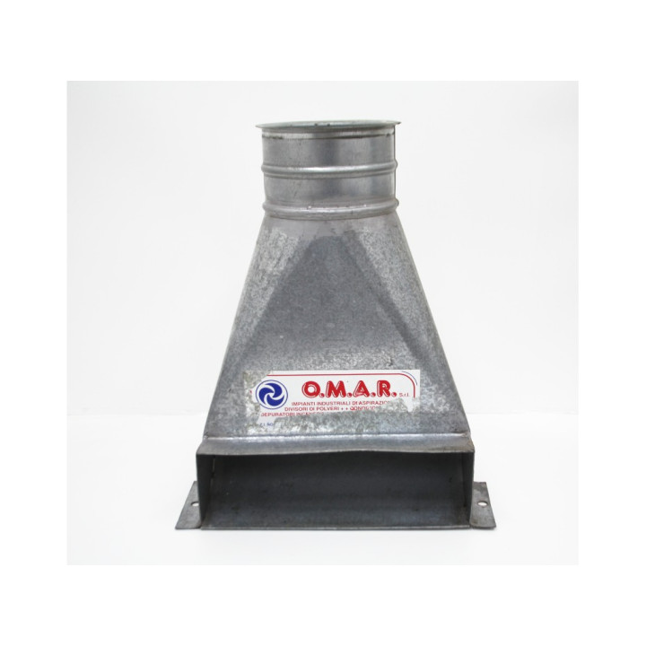 Struttura cappa in ferro zincato con serranda a ghigliottina