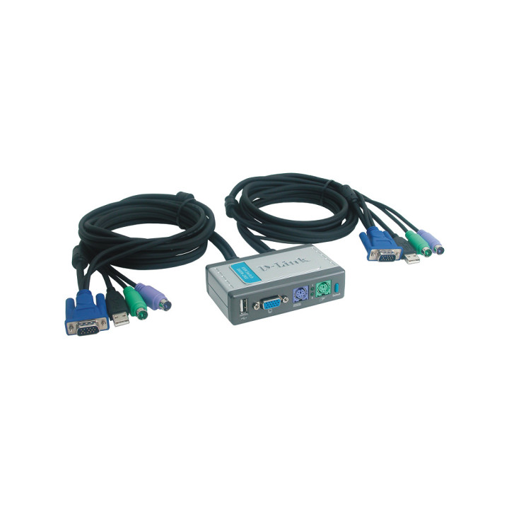 KVM Switch a 2 porte con cavi KVM incorporati e 1 porta USB 2.0 DKVM-2KU