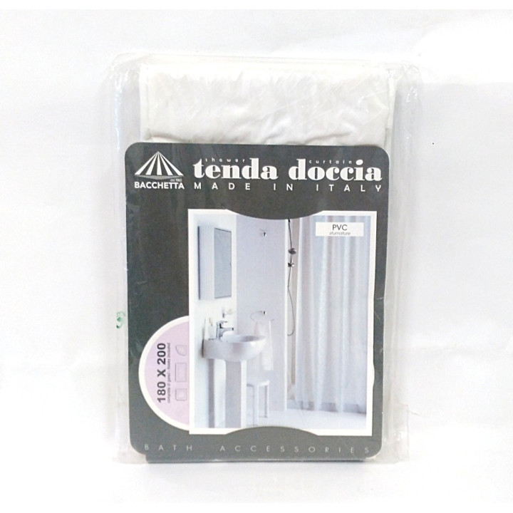 Bacchetta 107921600 - Tenda Doccia in PVC 180x200mm - Sfumature Bianco