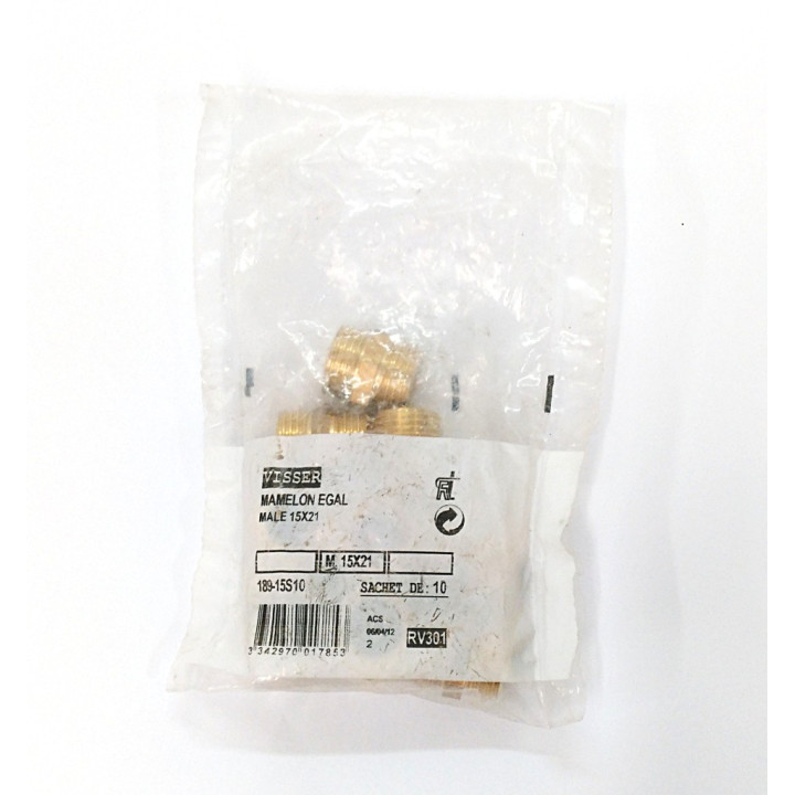 VISSER 189-15S10 - 10Pz Raccordo in Ottone Maschio 15x21mm