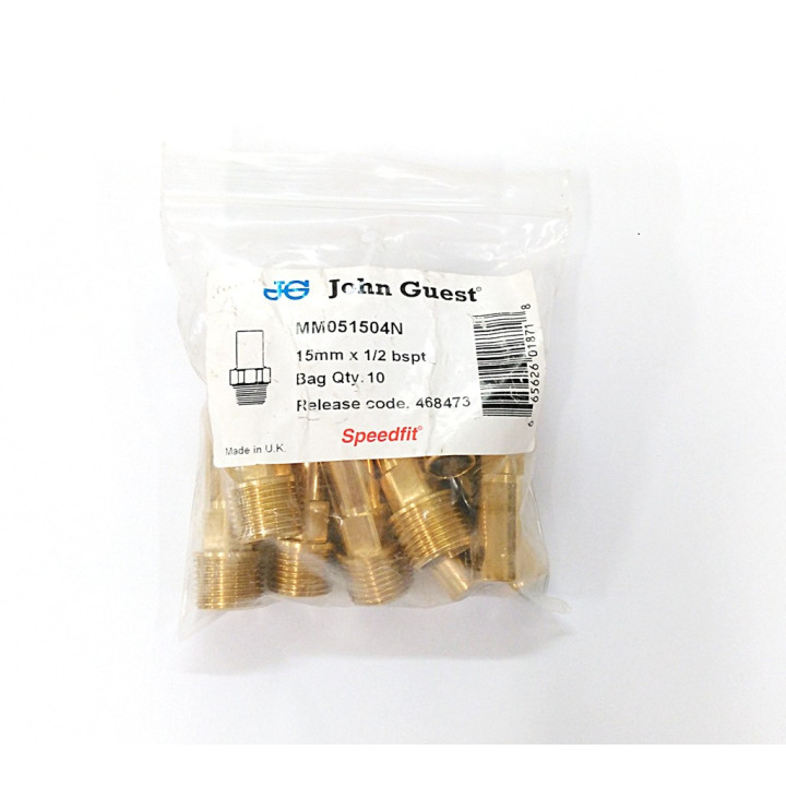 JG Speedfit MM051504N - 10Pz Raccordo Innesto a Scatto in Ottone Maschio 15mmx1/2"