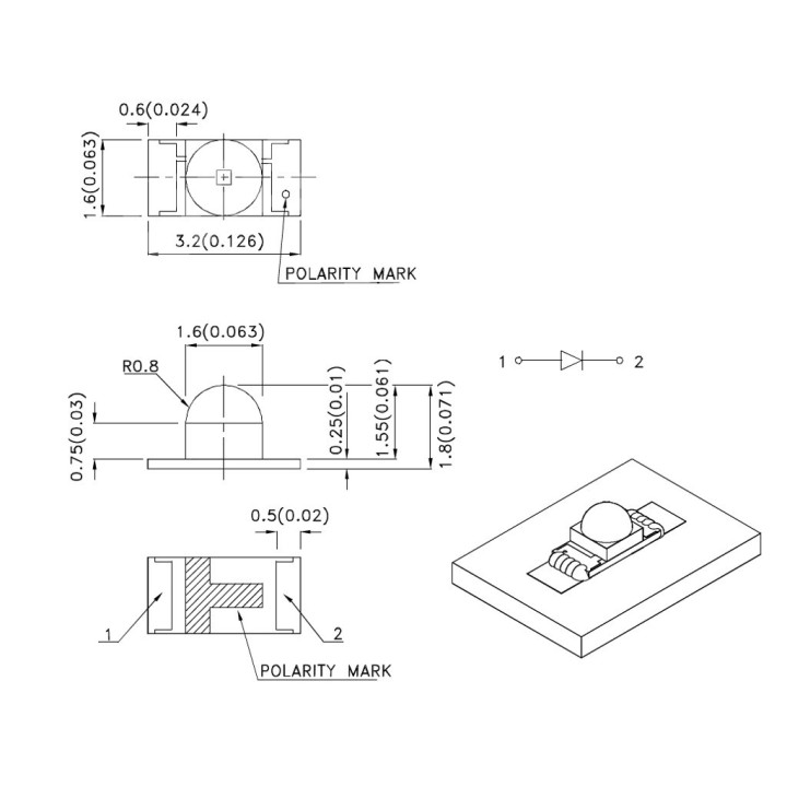KPA-3010MGC - SMD LED ad Angolo Retto 20mA 2.1V 570nm Mega Green
