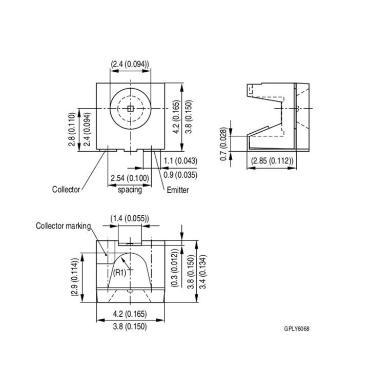 SFH 325 FA - 3 x Silicon NPN Phototransistor in SMT SIDELED® Package