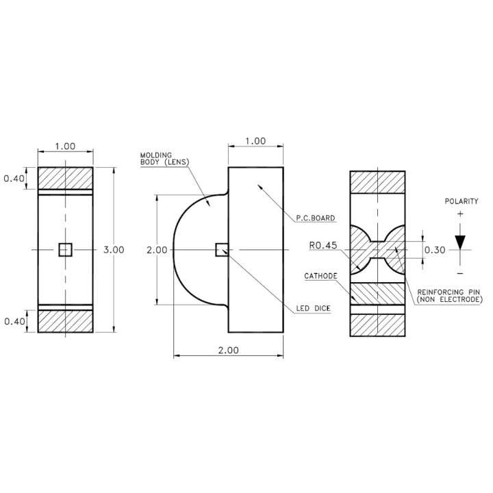 KPA-3010SYC - 10Pz. x SMD LED Laterale Angolo Retto Giallo 30mA 2V 590nm Super Bright Yellow