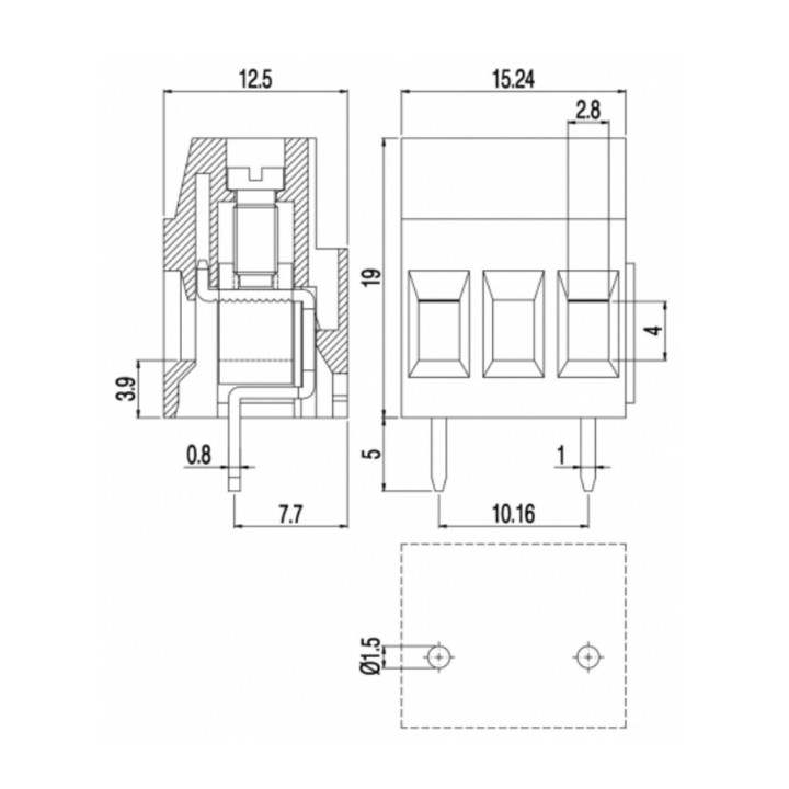 Euroclamp MVSP252-10,16-V  - 4 x Morsettiera verticale 2 poli passo 10,16  Grigio