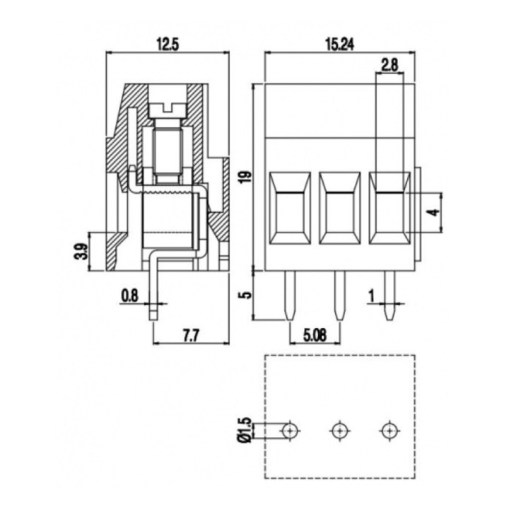 Euroclamp MVSP254 - 4 x Morsettiera Verticale PCB 4P Passo 5.08 24A/450V/2.5mmq Grigio