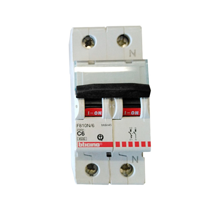BTICINO F81NA/6 - Interruttore Magnetotermico 1P+N 6A 4,5KA