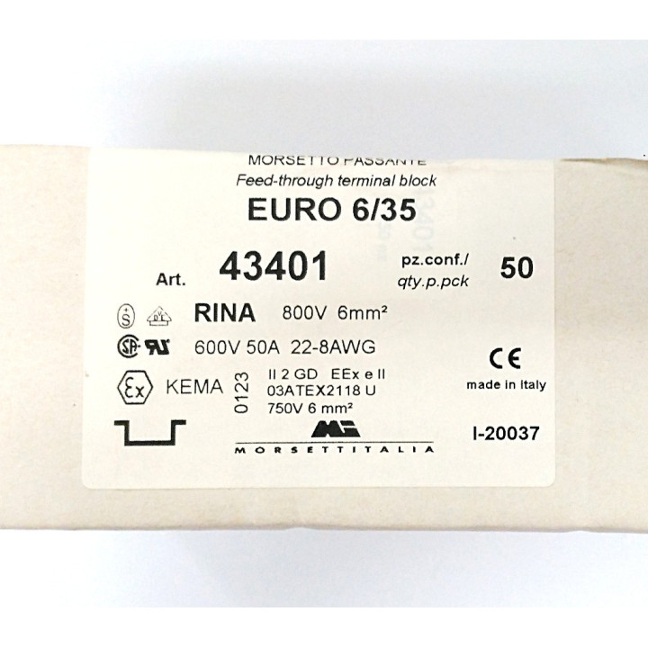 Morsettitalia 43401 - Morsetto Passante EURO 6/35 800V 6mm2